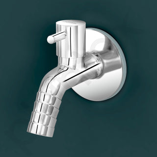 Plantex Washing Machine Tap with Wall Flange and Teflon Tape/3/4in Nozzle Bib Cock Garden Tap-(1259-Mirror Chrome)
