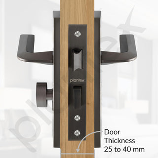 Plantex Heavy-Duty Door Lock Set - Main Door Lock Handle Set/ 6-Lever Lock Mechanism with 3 Year of Warranty/Mortise Lock with 3 Keys, Brass Lockbody & Cylinder(8105 -Satin Black)