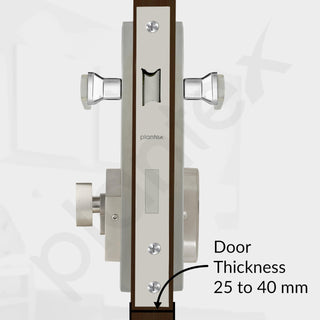 Plantex Heavy-Duty Door Lock Set - Main Door Lock Handle Set/Mortise Lock with 3 Keys, Brass Lock Body & Cylinder (8116 - Steel Satin & Chrome)