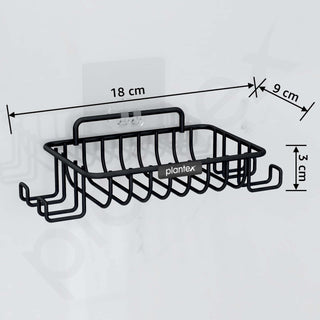 Plantex Self Adhesive Soap Dish with Hook for Bathroom/GI Steel Soap Case with Hook/Soap Holder/Soap Tray with Hook/Bathroom Accessories - Pack of 2 (Black)