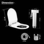Plantex Hygienic Toilet Combo/ Polypropylene Toilet Seat Cover for Bathroom/ Pure Brass Health Faucet set with 1.20 meter Hose Pipe for Toilet with Wall Hook - Combo (Chrome)