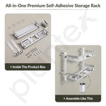 Plantex Bathroom Organiser Without Drill/Stainless Steel Bathroom Accessories Set with Soap Dish and Brush Slots/Hooks/Tumbler Holder/Steel Soap Holder for Bathroom-(2-Tier, Chrome)