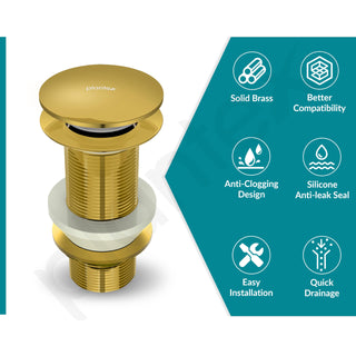 Plantex Solid Brass 3 Inch Waste Coupling for Wash Basin/Full Thread Basin Waste Coupling/Waste Coupling Gold- Pack of 1 (PVD Gold)