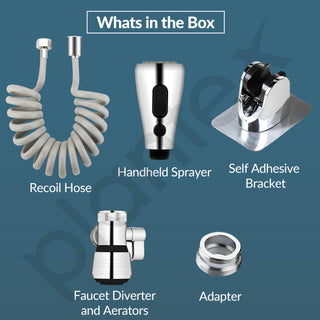 Plantex Flexible Tap Extender for Kitchen Sink/360° Rotation/Diverter Plus Aerator with Extendable Recoil Hose/Fits F22 and M24 mm taps (XL-2014/Chrome)