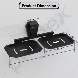 Plantex Double Soap Dish for Bathroom/304 Grade Stainless Steel Dual Soap Holder/Soap Case/Soap Stand/Bathroom Accessories - Pack of 1 (PMB-2408, Z-Black)