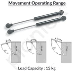 Plantex 10 Inch Hydraulic Gas Spring Stay Strut Pneumatic Lift Support/Cabinet Hinges Support/Capacity 15 KGS (150 N) - Pair of 1 (2 Pcs) (Silver)