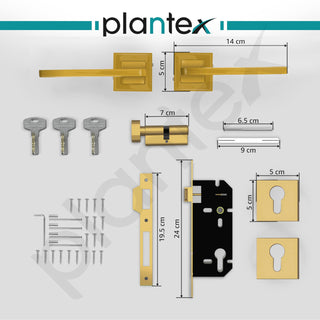 Plantex Mortise Door Lock with 3 Years of Warranty/Main Door Lock for Home/Office/Hotel - Gold Finish (605-PVD Gold)