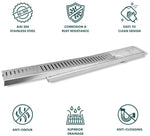 Plantex 304 Grade Stainless Steel Long Shower Drain/Floor Trap/Jali Removeble Grate/Lid for Bathroom and Kitchen (10 x 45 cm - Matt) (Capsule)