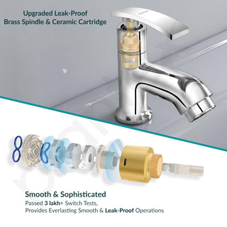 Plantex Pure Brass Pillar Tap for Wash Basin with Teflon Tape/Single Lever Basin Tap/Tabletop for wash Basin Tap/Water Tap/Faucet for Wash Basin (ZUR-1501, Chrome)