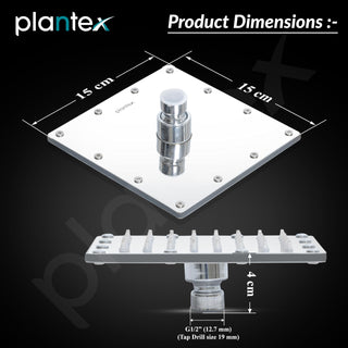 Plantex Stainless Steel Overhead Shower 6 x 6 inch with Water-Saving Technology/High pressure Rain Shower Head without Arm/Bathroom Shower -(Sandwich-Chrome)