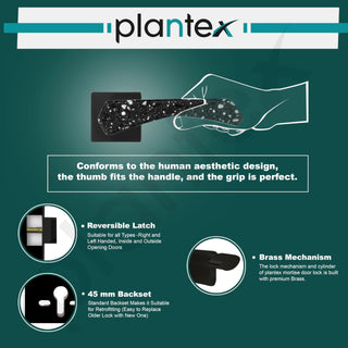 Plantex Premium Main Door Lock With 3 Years Warranty - Mortise Lock Set for Home (594 - Black)
