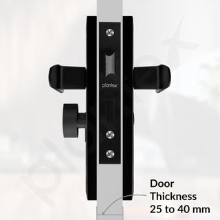 Plantex Heavy-Duty Door Lock Set - Main Door Lock Handle Set/Mortise Lock with 3 Keys, Brass Lock Body & Cylinder (8127 - Z Black & DC Black)