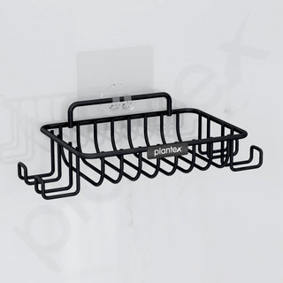 Plantex Self Adhesive Soap Dish with Hook for Bathroom/GI Steel Soap Case with Hook/Soap Holder/Soap Tray with Hook/Bathroom Accessories - (Black)
