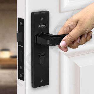Plantex Heavy Duty Door Lock Set - Main Door Lock Handle Set/Mortise Locks with 3 Keys, Brass Body & Cylinder (8126 - Z Black & DC Black)