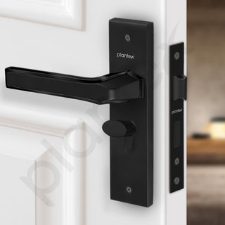 Plantex Heavy Duty Door Lock Set - Main Door Lock Handle Set/Mortise Locks with 3 Keys, Brass Body & Cylinder (8126 - Z Black & DC Black)