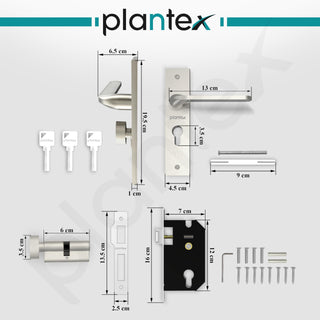 Plantex Heavy-Duty Door Locks - Main Door Lock Handle Set/ 6-Lever Lock Mechanism with 3 Years of Warranty/Mortise Lock with 3 Keys (8060 - Matt)