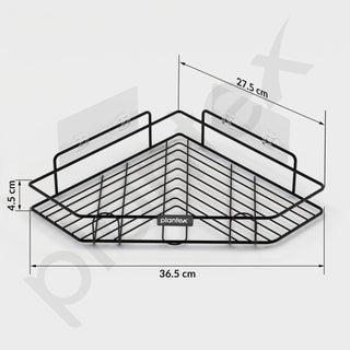 Plantex Self Adhesive Corner Shelf for Bathroom/Adhesive Shelf for Kitchen - with Magic Sticker/Bathroom Organizer Without Drill - Pack of 4 (Diamond, Black)
