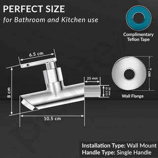 Plantex Pure Brass Bib Tap for Bathroom with Water-Saving Technology Taps/Wall Mount Bib Cock with Wall Flange and Teflon Tape-7 Year Warranty by Plantex (PRI-301 -Chrome Finish)