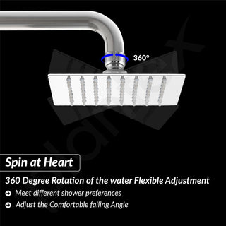 Plantex Stainless Steel Overhead Shower 6 x 6 inch with Water-Saving Technology/High pressure Rain Shower Head without Arm/Bathroom Shower -(Ultra Slim-Chrome)
