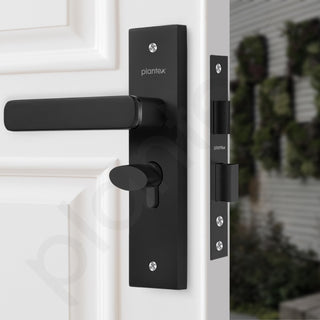 Plantex Heavy-Duty Door Lock - Main Door Locks Handle Set/Mortise Lock with 3 Keys, Brass Lockbody & Cylinder (8125 - Z Black & DC Black)