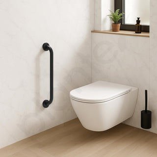 Plantex 24 Inch Stainless Steel Grab Bar for Toilet/Safety Support for Senior Citizens/Secure Bathroom Handrail/Bathroom Accessories (Black)