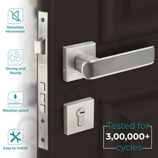 Plantex Premium Door Lock with 3 Years of Warranty/Main Door Locks for Home/Mortise Lock for Door - Main Door Lock Set (7112 - Satin White & Satin Black)