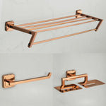 Plantex Decan 304 Grade Stainless Steel Towel Rack for Bathroom/Double Soap Holder/Napkin Ring/Bathroom Accessories - Rose Gold