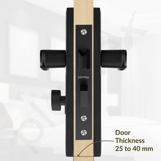 Plantex Heavy-Duty Door Lock - Main Door Locks Handle Set/Mortise Lock with 3 Keys, Brass Lockbody & Cylinder (8125 - Z Black & DC Black)