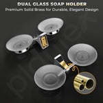 Plantex Dual Glass Soap Holder for Bathroom/Pure Brass Double Glass Soap Dish/soap Stand/Soap Bar/Soap Case/Bathroom Accessories - Pack of 1 (APS-DL-06, Chrome)