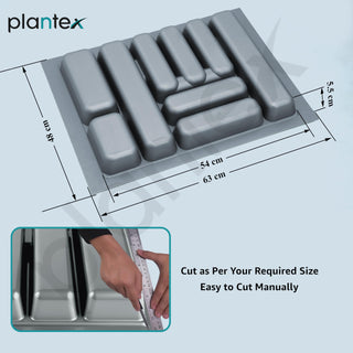 Plantex Cutlery tray for Kitchen Drawer/Cutlery Cosmetic Stationary Organizer/Cabinet Cutlery Tray Organizer for Modular Kitchen - (Grey-25 X 18.5 INCH)