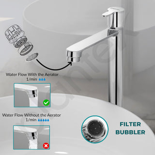 Plantex Pure Brass High Neck Pillar Tap for Wash Basin with Teflon Tape/Tabletop Wash Basin Tap/Pillar Cock with 7 Year Warranty (FLO-804-Mirror Chrome)