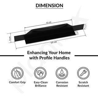 Plantex Profile Handle for Kitchen Cabinet/6 Inch Alluminium Drawer Profile Handle/Wardrobe Pull Handle for Home/Office/Hotel - Pack of 2 (Black)