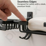 Plantex Double Soap Dish for Bathroom/Aluminium Dual Soap Holder with Hook/Soap Stand/Soap Case/Bathroom Accessories - Pack of 1 (Black)