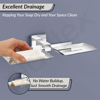 Plantex Aqua Stainless Steel Double Soap Holder for Bathroom/Soap Dish/Soap Stand for Bathroom Accessories - (Chrome)