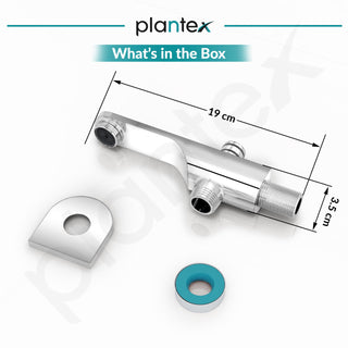 Plantex Pure Brass Spout for Bathroom with Brass Wall Flange and Teflon Tape/Button Attachment for Hand Shower-(ORN-222-Chrome)