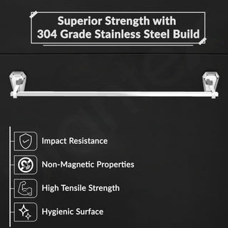 Plantex Towel Rod for Bathroom/304 Grade Stainless Steel Towel Bar/Towel Stand/24 Inch Towel Hanger/Bathroom Accessories - Pack of 1 (PM-2402, Chrome)