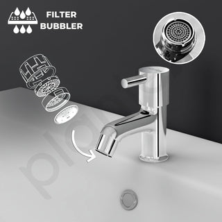 Plantex Brass Spindle Pillar Tap for Wash Basin with Water Saving Aerator/Tabletop Wash Basin tap/Bathroom Tap-(MKS-1273-Chrome)