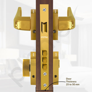 Plantex Premium Door Lock with 3 Years of Warranty/Main Door Locks/Mortise Lock Set for Home (PT-013, Gold)