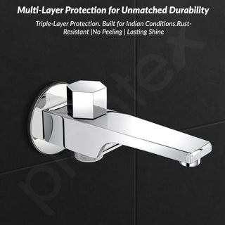 Plantex Steel Spout for Bathroom with Wall Flange and Teflon Tape/Button Attachment for Hand Shower-(AC06-Chrome)