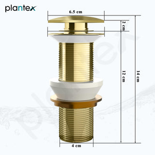 Plantex Pure Brass Waste Coupling for Wash Basin/5 inch Drain Out let System Full Thread Sink Waste Coupling - Pack of 1 (Matt Gold)