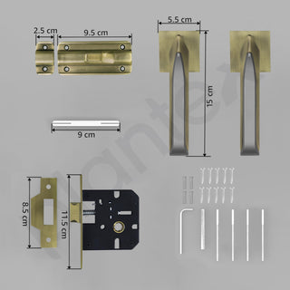 Plantex Heavy Duty Door Lock for Bathroom/Balcony/Office with Baby Latch/Mortise Keyless Door Lock (7082 – Brass Antique/Satin Black Matt)