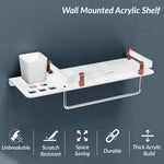 Plantex 5mm Acrylic and ABS Plastic 3 in 1 Multipurpose Bathroom Shelf/Rack/Towel Hanger/Tumbler Holder/Bathroom Accessories (15 x 5 Inches) - Pack of 1