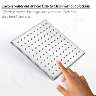 Plantex Stainless Steel Shower Head for Bathroom/8 x 8 inche Square Overhead Shower without Arm/Adjustable Bathroom Shower-(Elegance-Chrome)