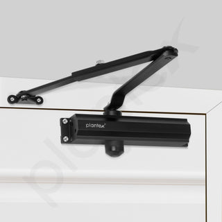 Plantex Aluminium Door Closer for Wooden Doors - Hydraulic Automatic Soft Close for Hotel/Home/Office - ISO 9001 Certified (MI-100, Capacity - 75 Kg, Black)