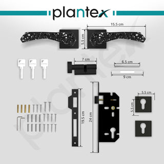 Plantex Premium Main Door Lock With 3 Years Warranty - Mortise Lock Set for Home (594 - Black)