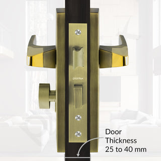 Plantex Heavy-Duty Door Lock Set - Main Door Lock Handle Set/ 6-Lever Lock Mechanism with 3 Years of Warranty/Mortise Lock with 3 Keys, Brass Lockbody & Cylinder(8114 - Brass Antique & PVD Gold)