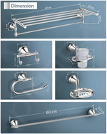Plantex High Grade Stainless Steel Folding Towel Rack with Stainless Steel 304 Grade Niko Bathroom Accessories Set 5pcs (Towel Rod/Napkin Ring/Tumbler Holder/Soap Dish/Robe Hook)