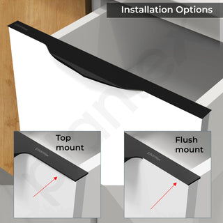 Plantex Profile Handle for Kitchen Cabinet/14 Inch Alluminium Drawer Profile Handle/Wardrobe Pull Handle for Home/Office/Hotel - Pack of 2 (Black)