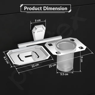 Plantex 2in1 Soap Dish with Tumbler Holder for Bathroom/304 Grade Stainless Steel Soap Holder with Toothbrush Holder/Bathroom Accessories - Pack of 1 (PM-2409, Chrome)