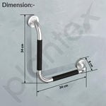 Plantex L-Shape Bathroom Handle for Senior Citizen/Grab Bar for Toilet/Wall-Mounted Safety Handle Made of 304 Grade Stainless Steel - Pack of 2 (Chrome & Black)